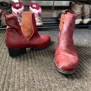 Jeffrey Campbell red fur ankle boot Size 39